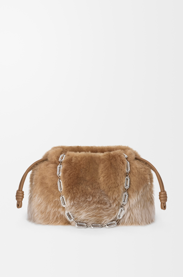 LOEWE Flamenco purse moyen en peau lainée effet dégradé Camel