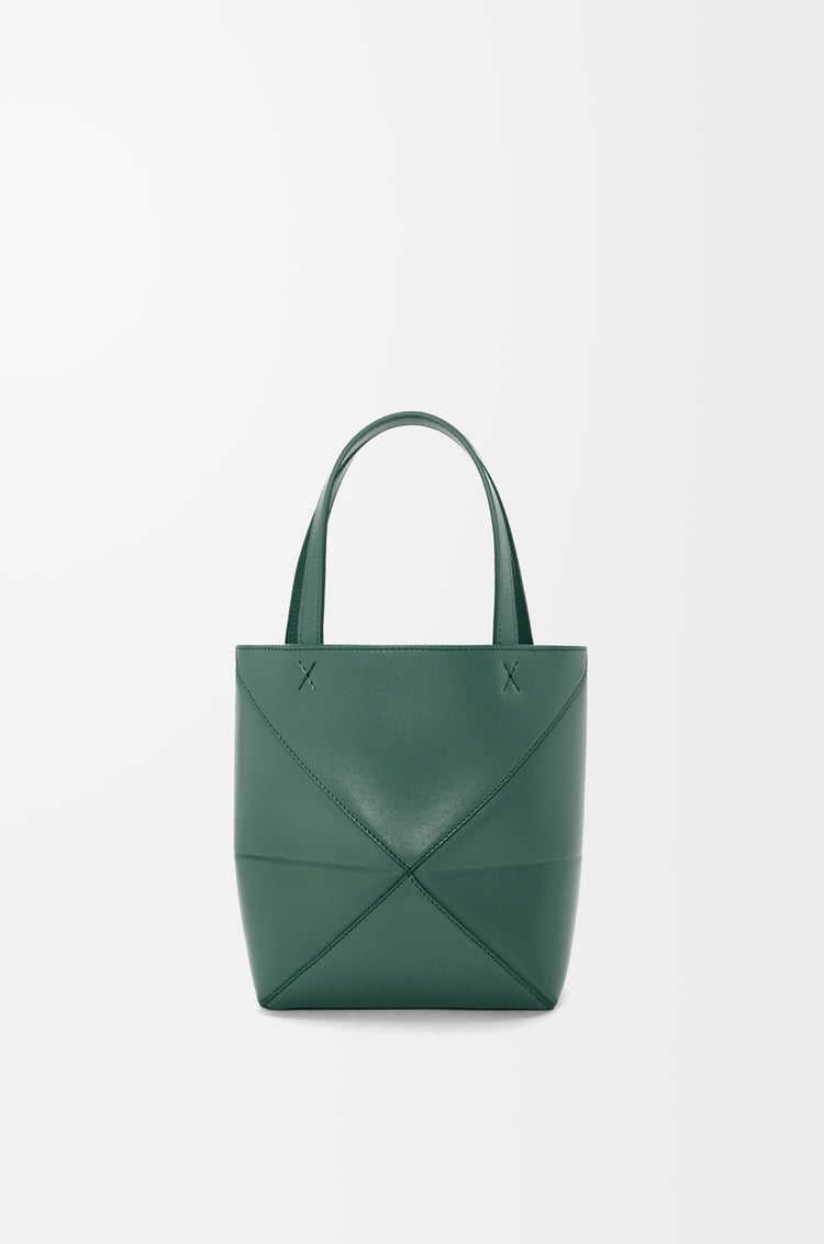 LOEWE Mini Puzzle Fold tote in shiny calfskin Vetiver