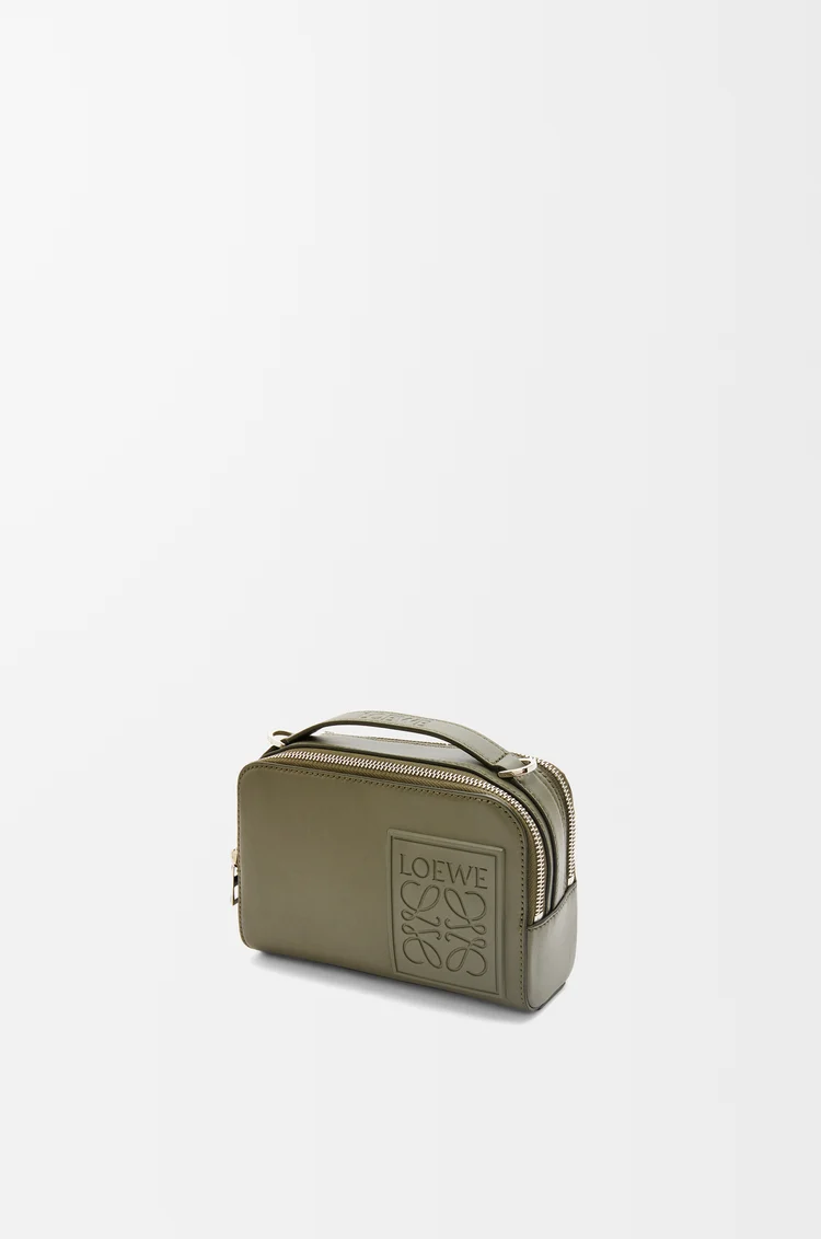 LOEWE Mini crossbody camera bag in satin calfskin Khaki Green