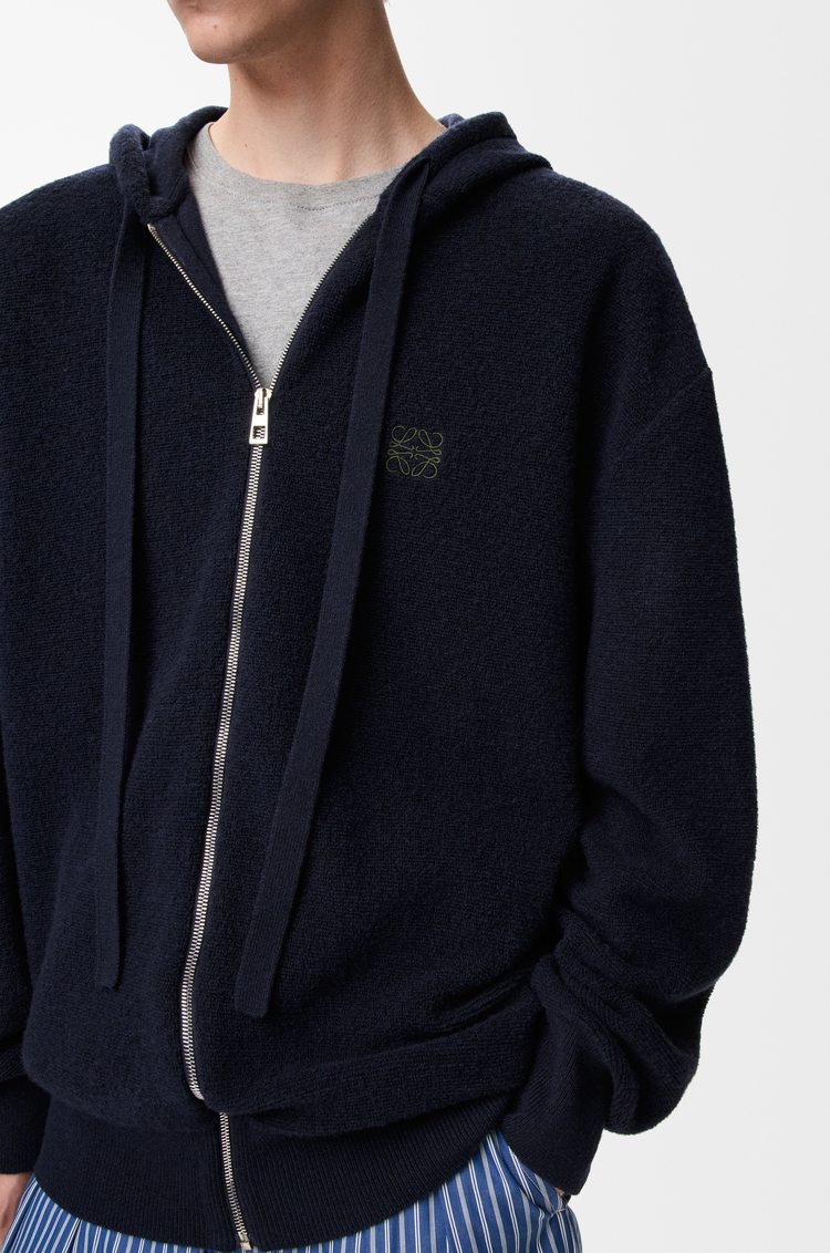 LOEWE Anagram zip-up hoodie in wool Navy Blue
