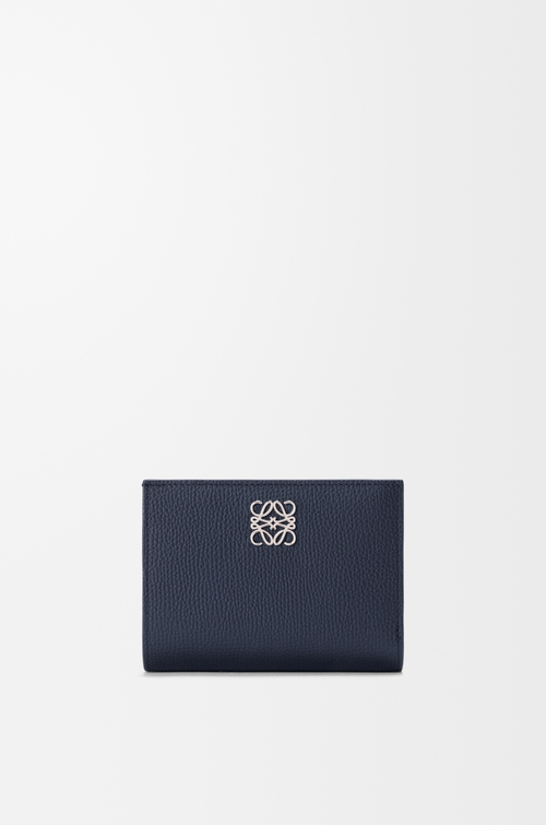 LOEWE Anagram compact wallet in pebble grained calfskin Dunkles Marineblau