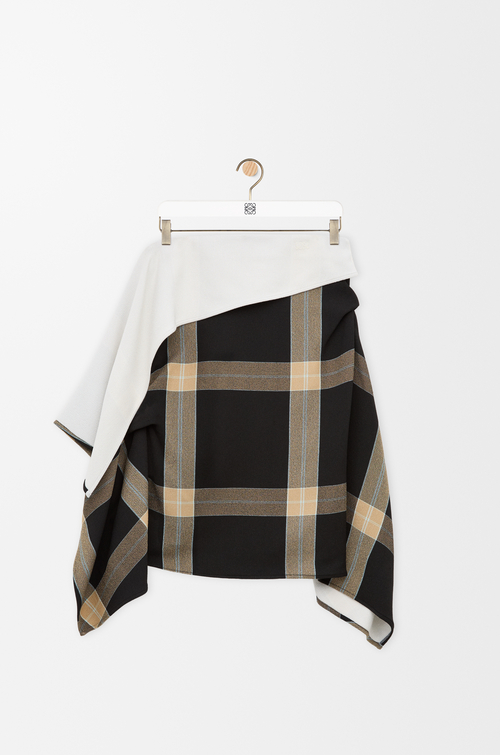 LOEWE Falda drapeada en viscosa elástica Negro/Beige