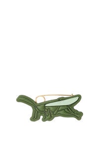 LOEWE Grasshopper pin charm in calfskin and metal Green Aloe pdp_rd