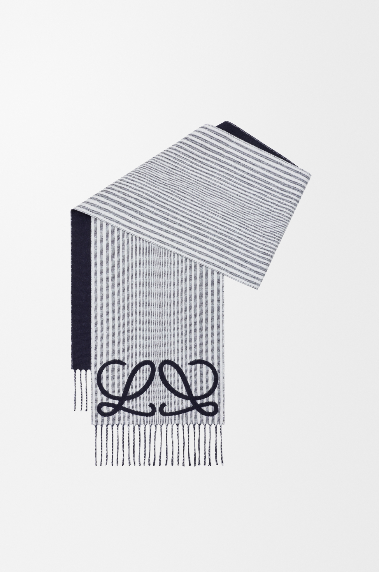 LOEWE スカーフ（シルク&カシミヤ） ネイビー/ホワイト