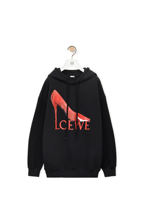 LOEWE Sudadera con capucha en algodón Loewe pump Negro/Rojo