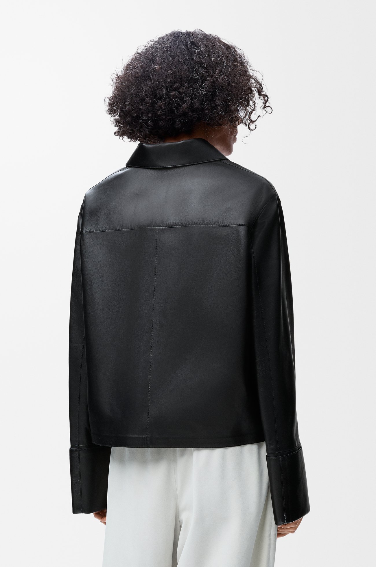 LOEWE Chaqueta con dobladillo en piel napa de cordero Negro