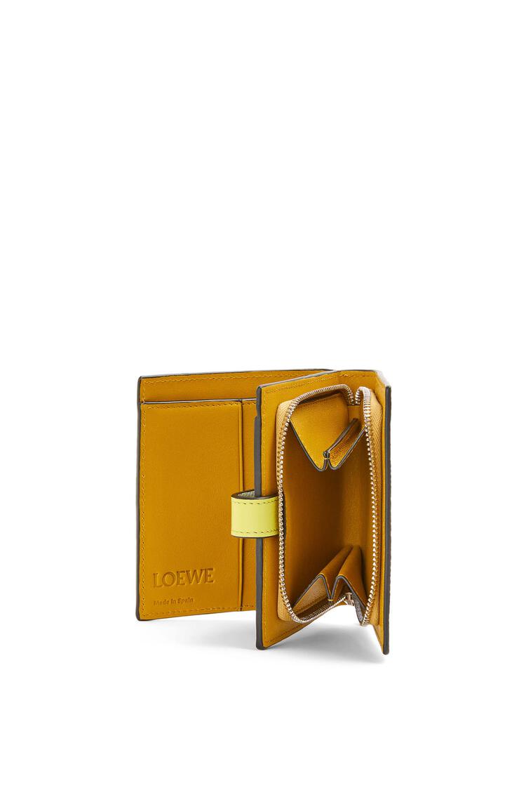 LOEWE Compact zip wallet in soft grained calfskin Crystal Blue/Lime Yellow