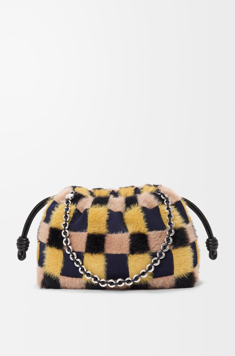 LOEWE Borsa Flamenco Purse media in maglia jacquard Blu Navy Intenso Multicolore