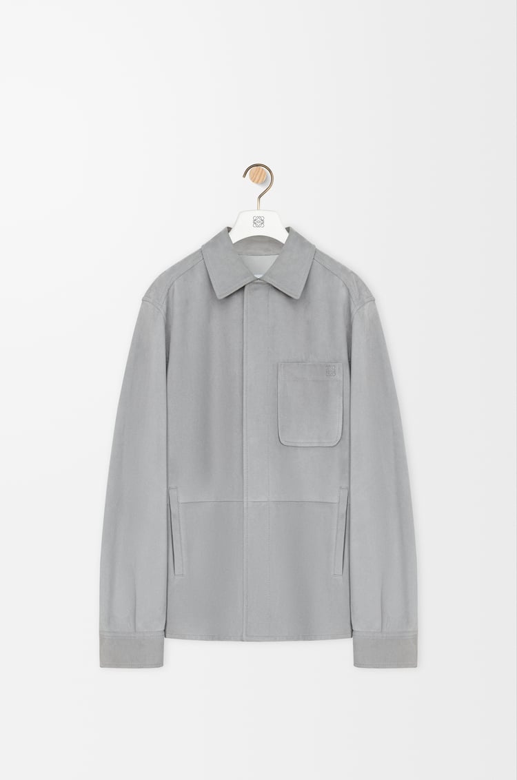 LOEWE Overshirt in suede lambskin Light Grey