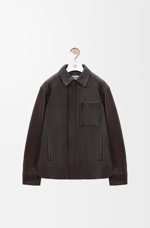 LOEWE 鹿皮夾克襯衫 牛血色