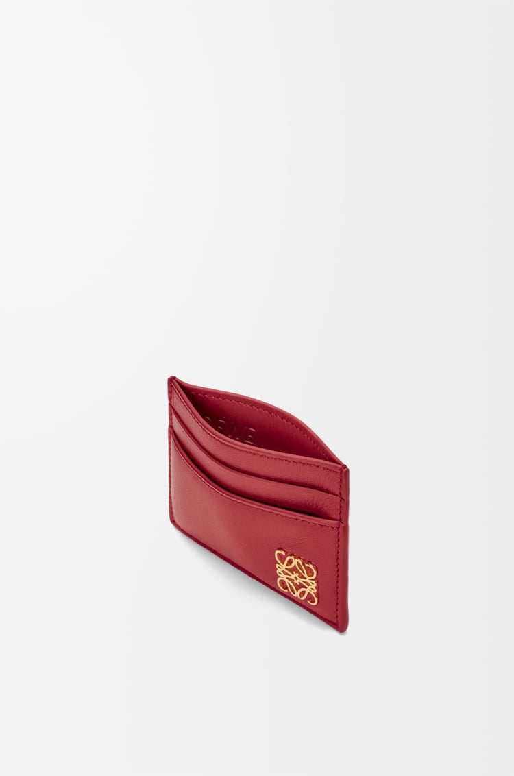 LOEWE 亮面納帕小牛皮 Puffer Anagram 素色卡夾 深紅色