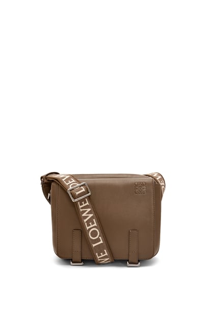 LOEWE XS Military messenger bag in supple smooth calfskin and jacquard Winter Brown plp_rd