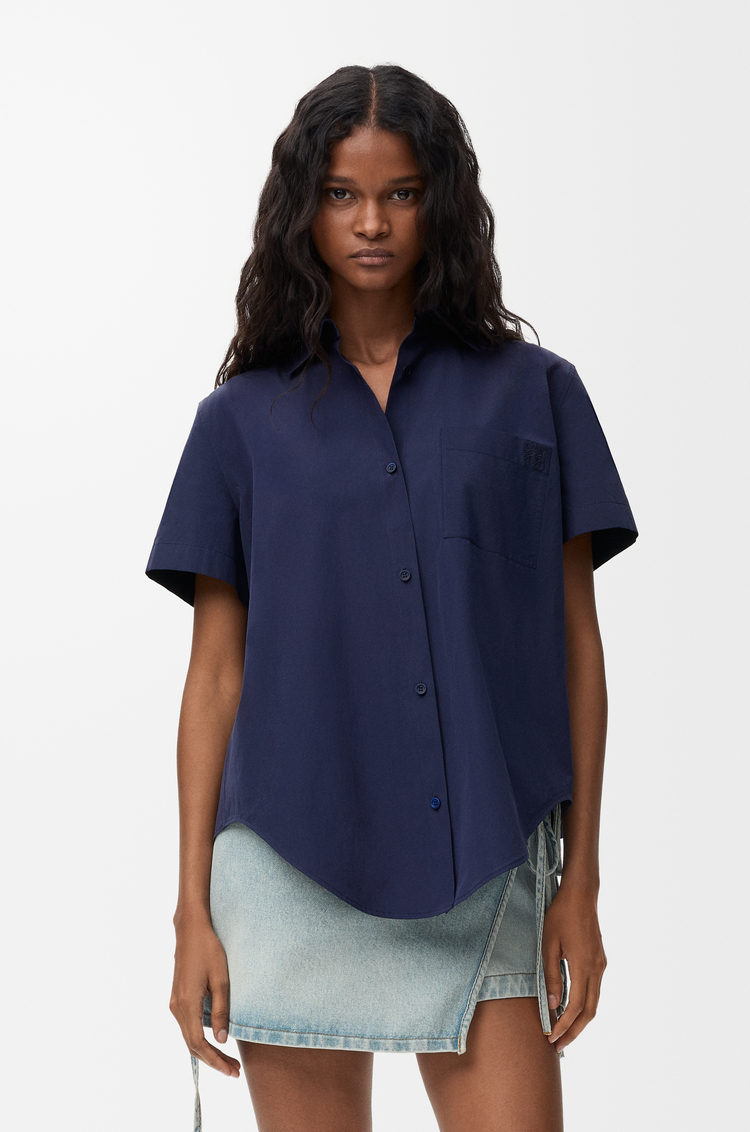 LOEWE 棉质短袖衬衫 海军蓝