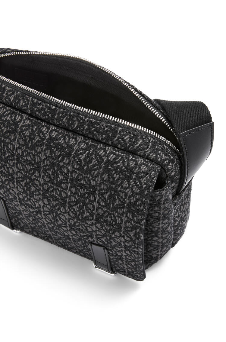 LOEWE XS Military messenger bag in Anagram jacquard and calfskin Anthracite/Black pdp_rd