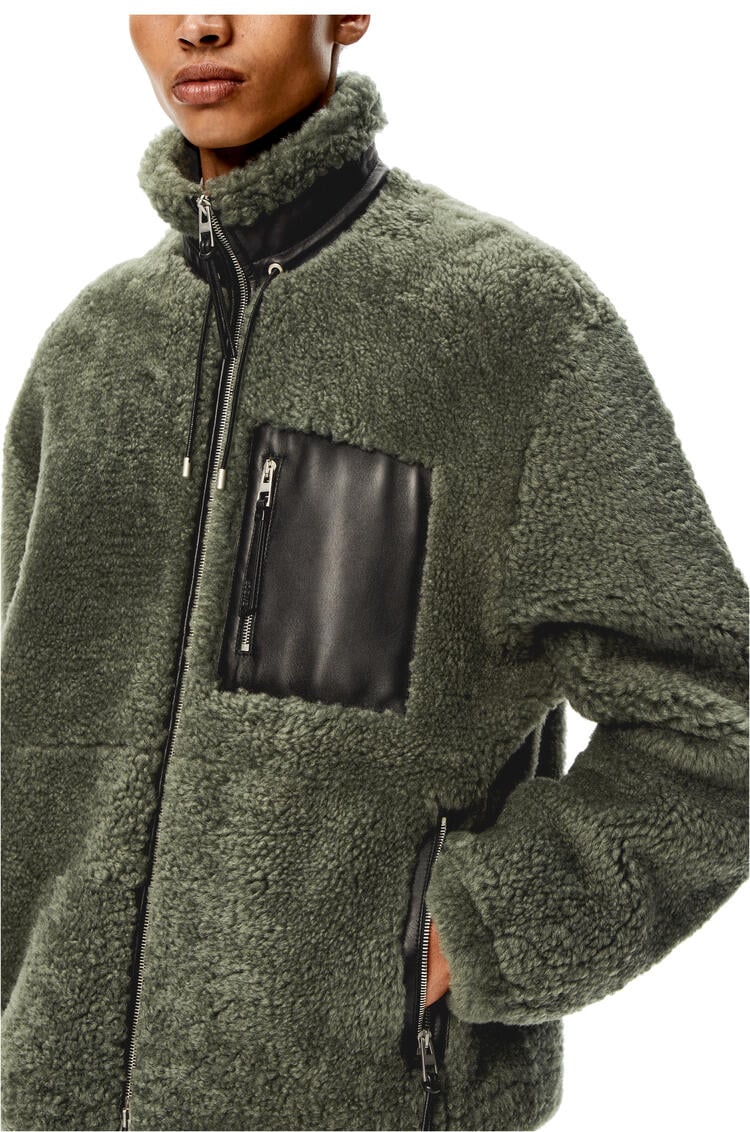 LOEWE Jacket in nappa and shearling Sage/Black pdp_rd