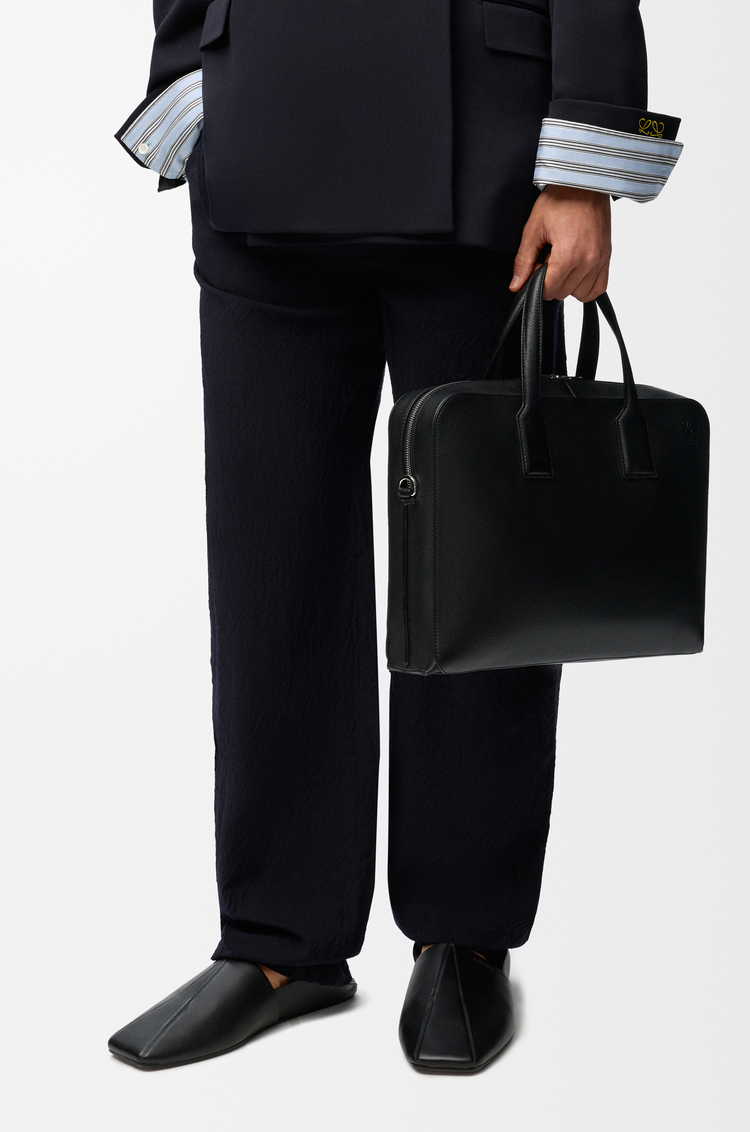 LOEWE Goya thin briefcase in soft grained calfskin Black