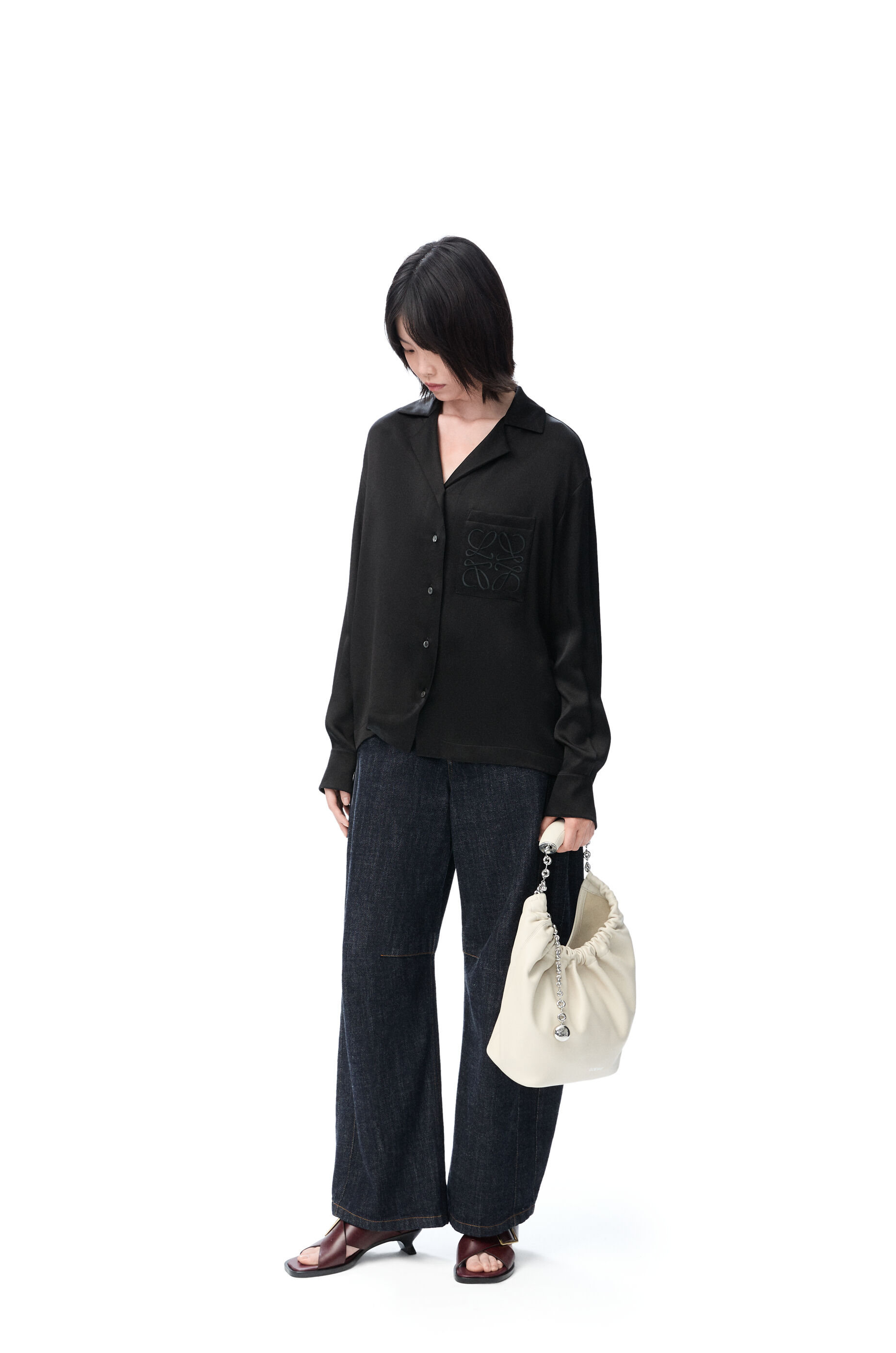 Pyjama blouse in silk Black LOEWE