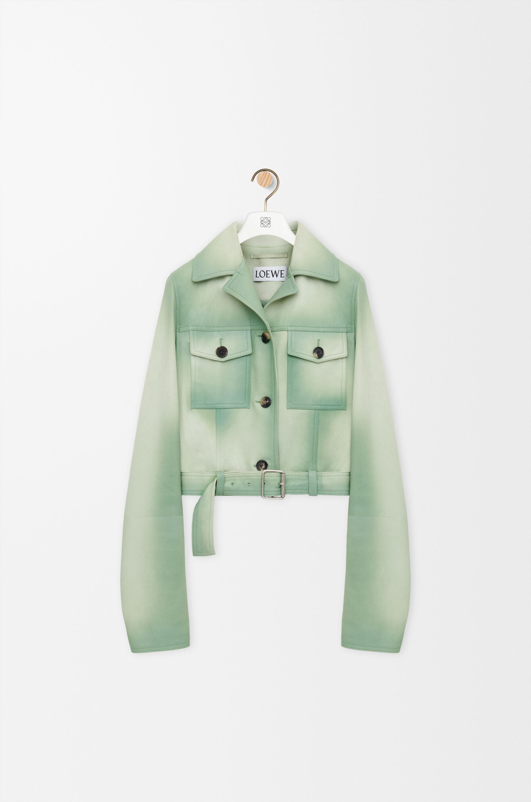 クロップド ジャケット（スエードラム） グリーン - LOEWE