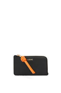 LOEWE Knot coin cardholder in shiny nappa calfskin Black/Bright Orange