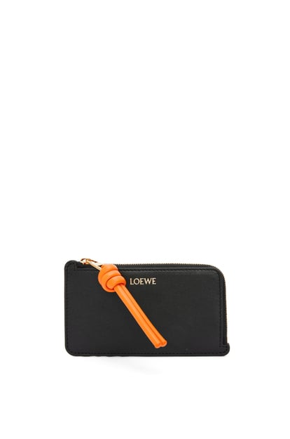 LOEWE Knot coin cardholder in shiny nappa calfskin Black/Bright Orange