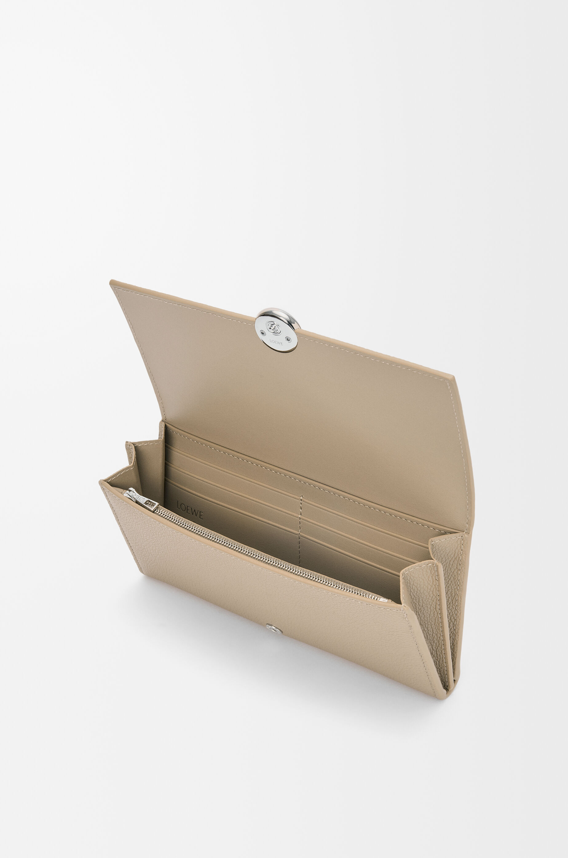 Pebble continental wallet in mini grain calfskin Brown - LOEWE
