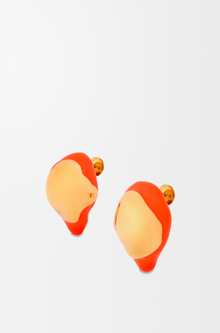 LOEWE フォームドリップ ピアス（スターリングシルバー＆エナメル） ゴールド/レッド