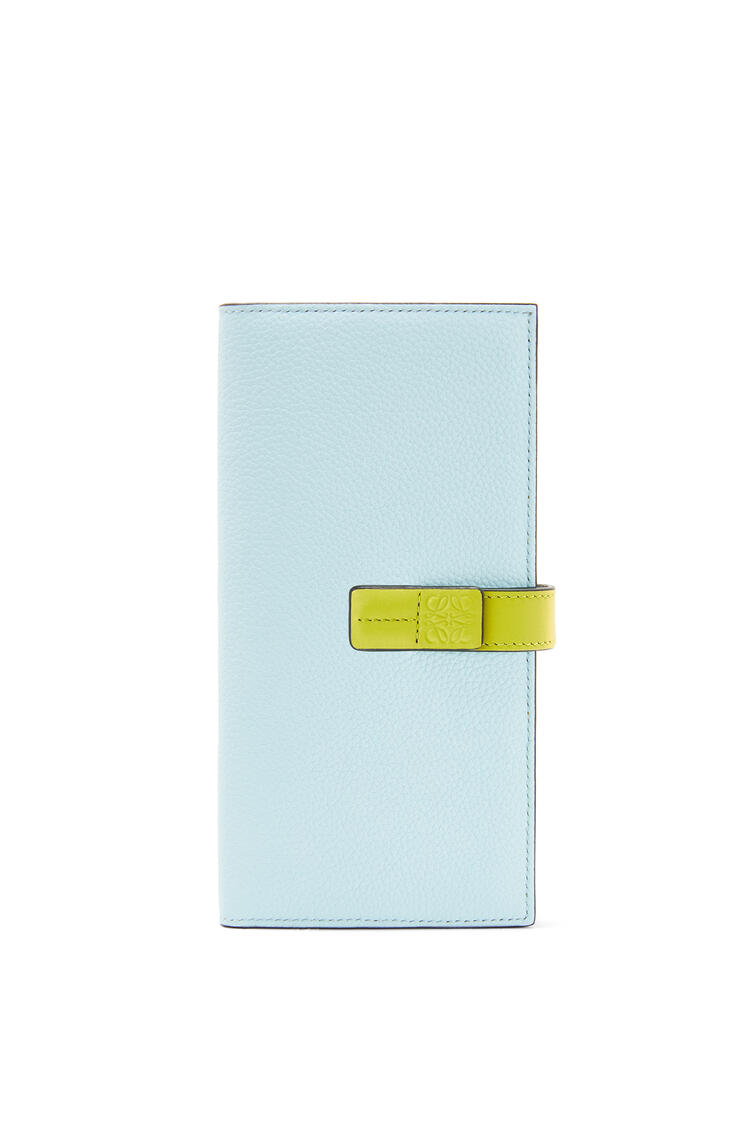 LOEWE Large vertical wallet in grained calfskin Crystal Blue/Lime Yellow