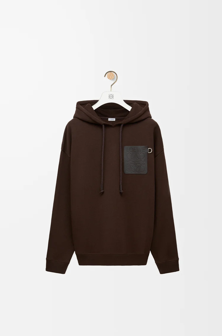 LOEWE Sudadera con capucha de corte holgado en algodón Marrón Chocolate