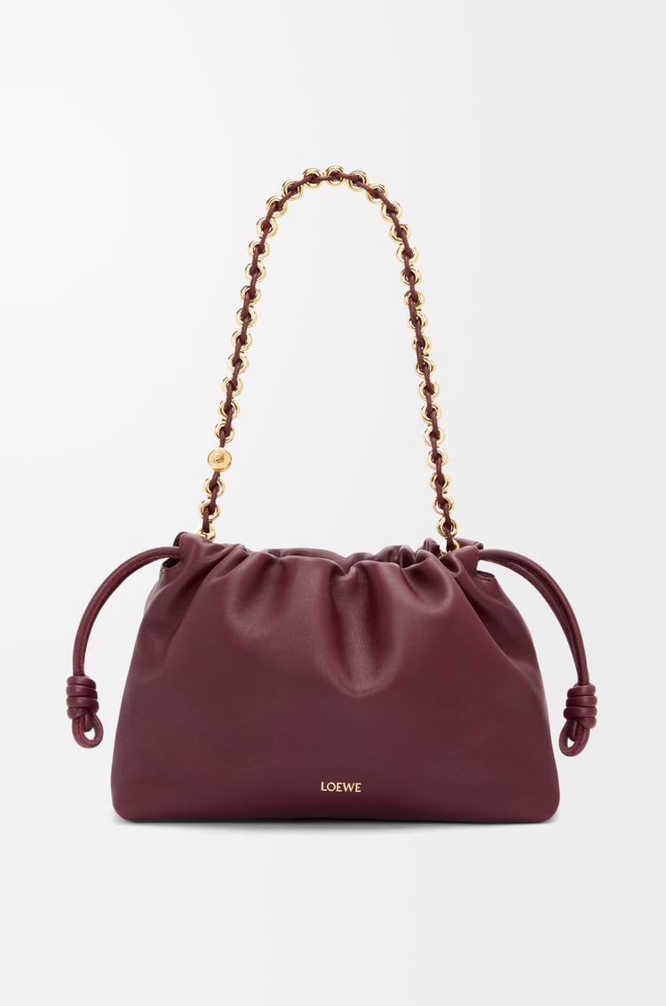 LOEWE Medium Flamenco purse in mellow nappa lambskin Dark Burgundy