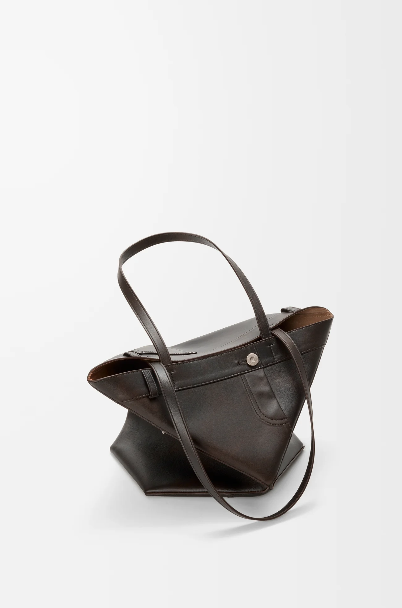 LOEWE 中号亮面牛皮革 Puzzle Fold Panta 手袋 复古棕色