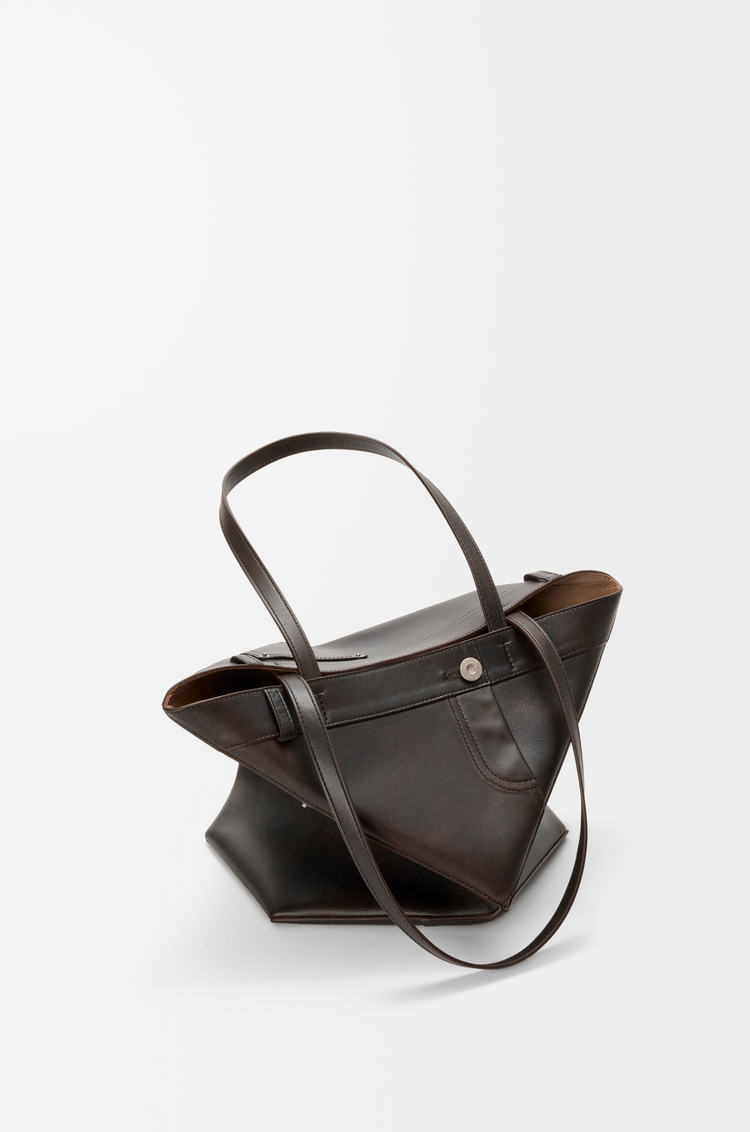 LOEWE Panta medium Puzzle Fold tote in shiny calfskin Vintage Brown