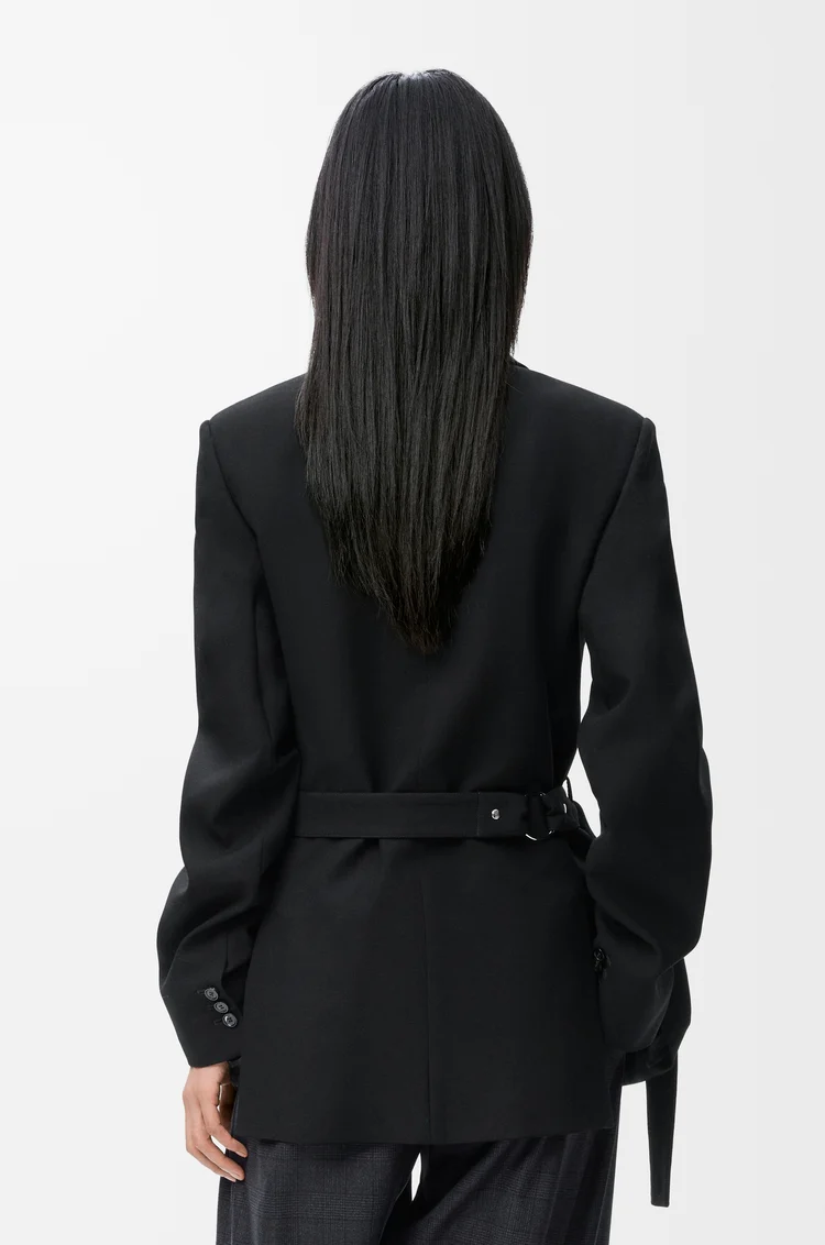 LOEWE Drapierte Jacke aus Wolle Schwarz