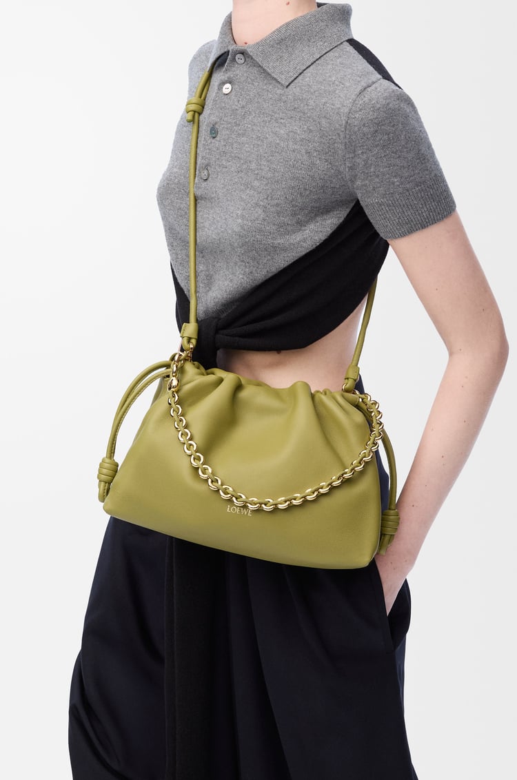 LOEWE Medium Flamenco purse in mellow nappa lambskin Light Moss