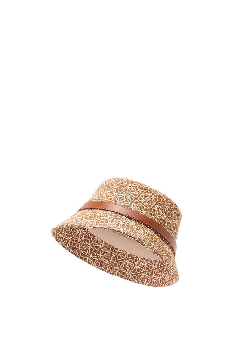 LOEWE Sombrero de pescador Anagram en jacquard y piel de ternera Bronceado/Pecana