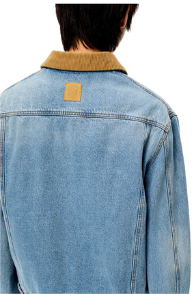LOEWE Check lined denim jacket in cotton Light Blue plp_rd