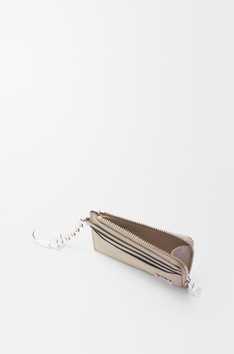 LOEWE Anagram square coin cardholder in pebble grained calfskin Sand