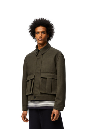 LOEWE Patch pocket zip jacket in wool Khaki Green plp_rd