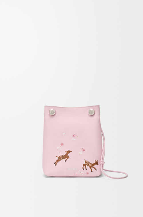 LOEWE Deer Pebble pouch in nappa calfskin Blossom