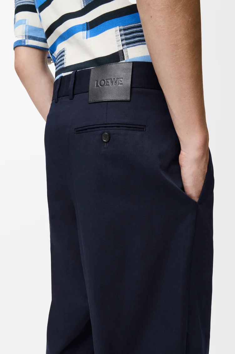 LOEWE Wide leg trousers in cotton Dark Navy