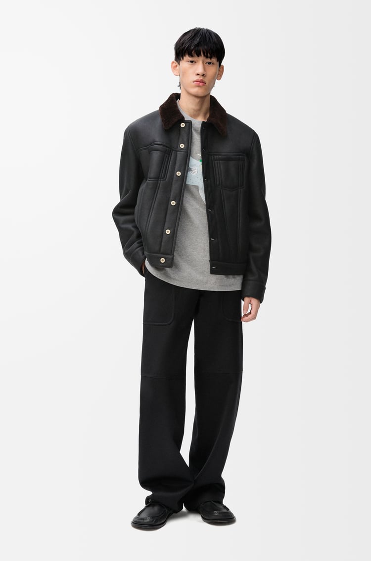 LOEWE 剪羊毛外套 Brown Chocolate/Black