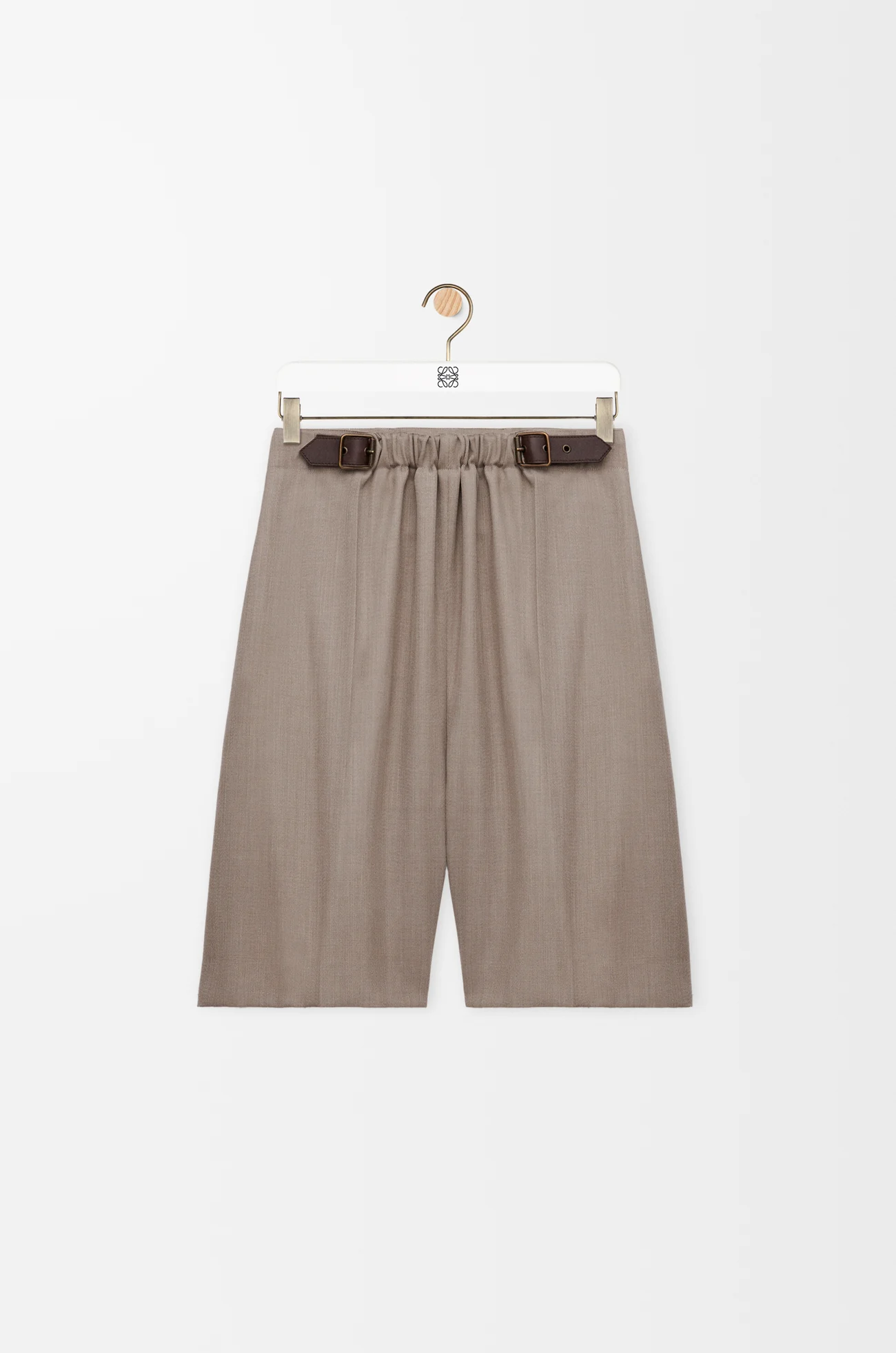 LOEWE Kleid mit Gürtel aus Wolle Beige Melange