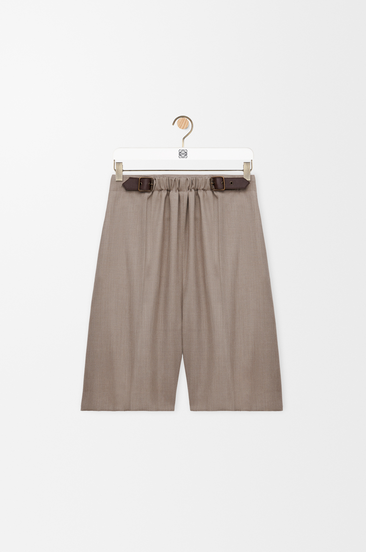 LOEWE Kleid mit Gürtel aus Wolle Beige Melange