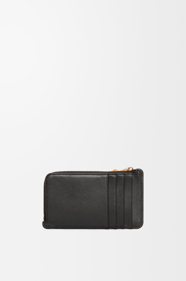 LOEWE ノット コインカードホルダー（シャイニーナパカーフ） ブラック/ブライトオレンジ