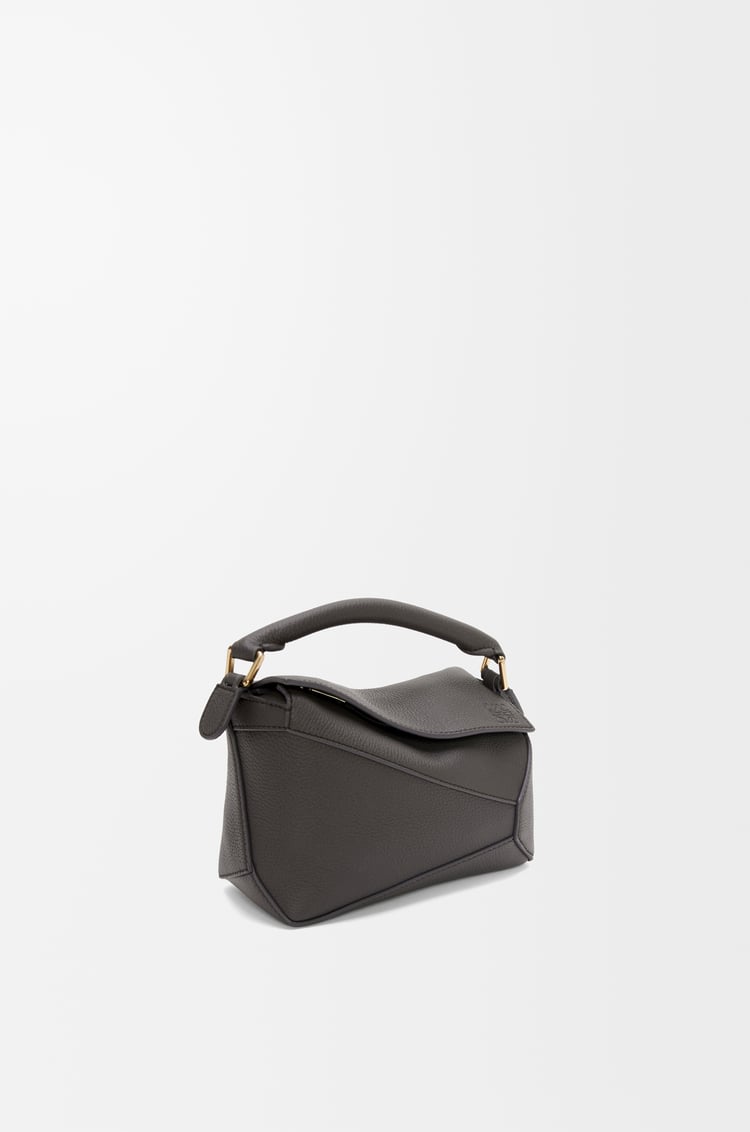 LOEWE Mini Puzzle Edge bag in soft grained calfskin Dark Grey