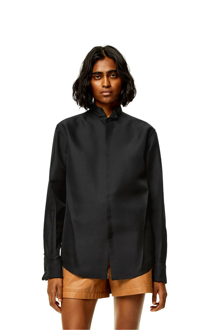 LOEWE 科技斜纹布褶裥衬衫 黑色