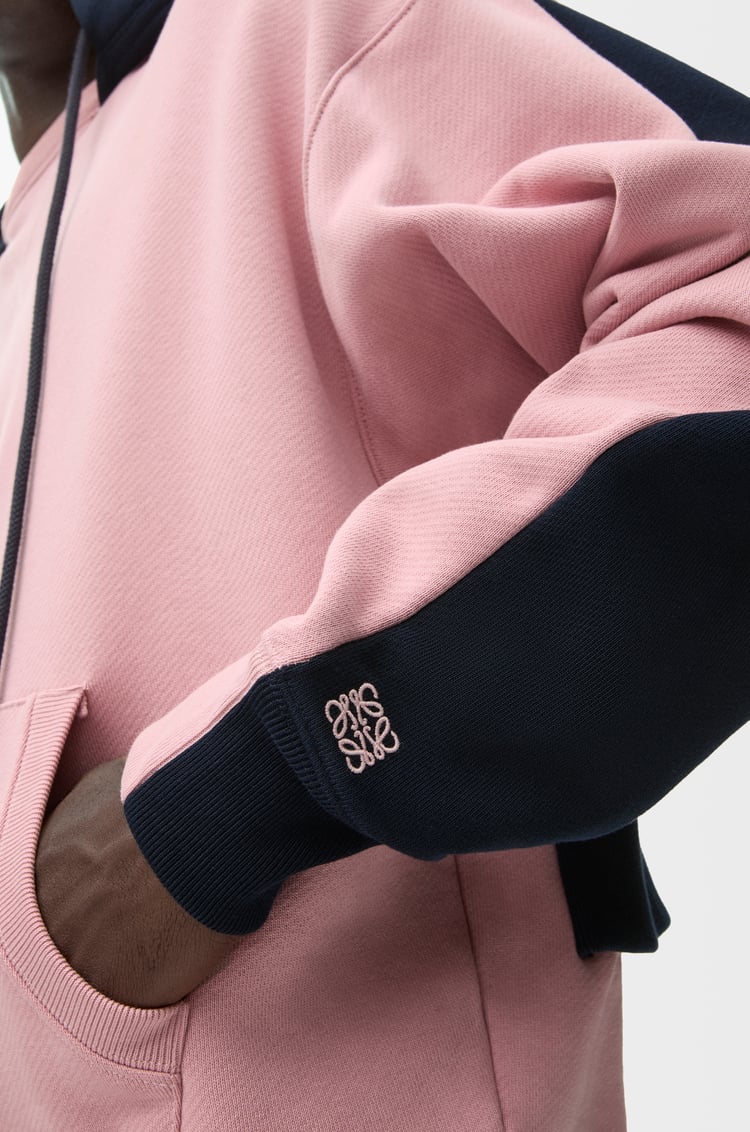 LOEWE Hoodie in cotton Pink/Dark Navy Blue