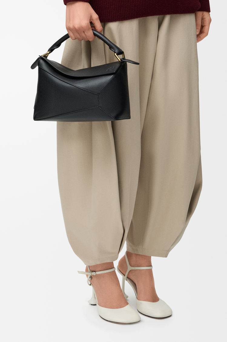 LOEWE Small Puzzle Edge bag in soft grained calfskin Black