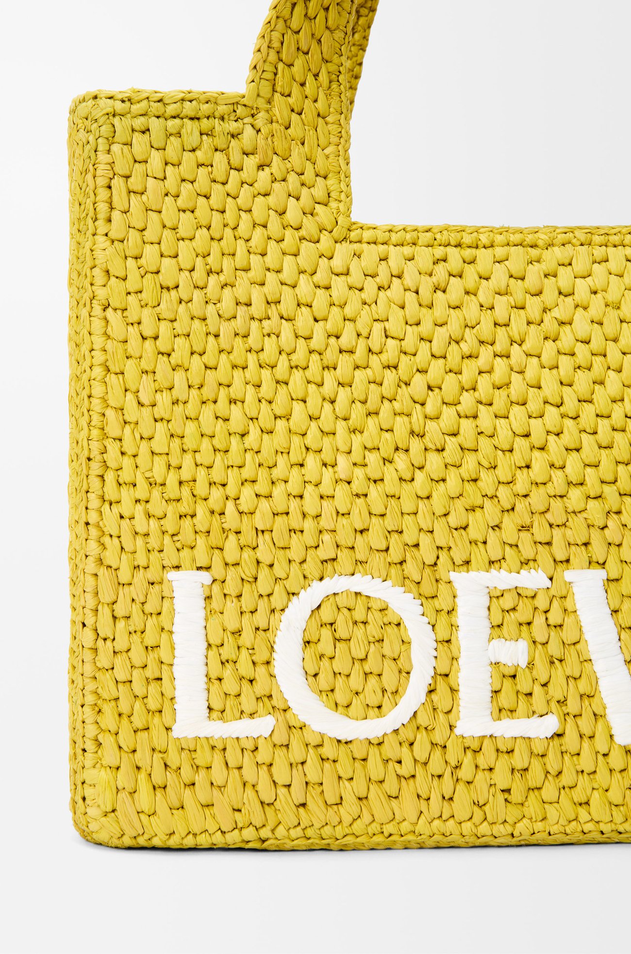 LOEWE Small LOEWE Font tote in raffia Yellow