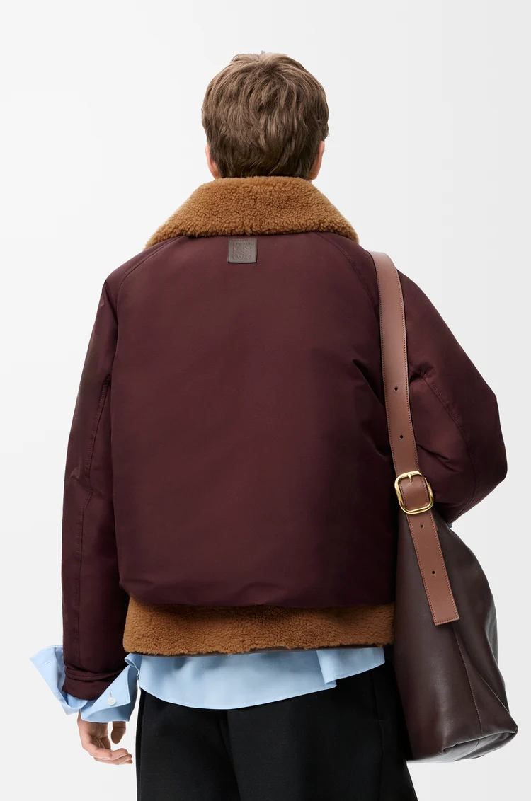 LOEWE パファー（シアリング&コットンブレンド） バーガンディ
