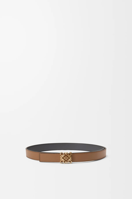LOEWE Cinturón reversible Anagram Bombé en piel de ternera lisa Moca/Pizarra